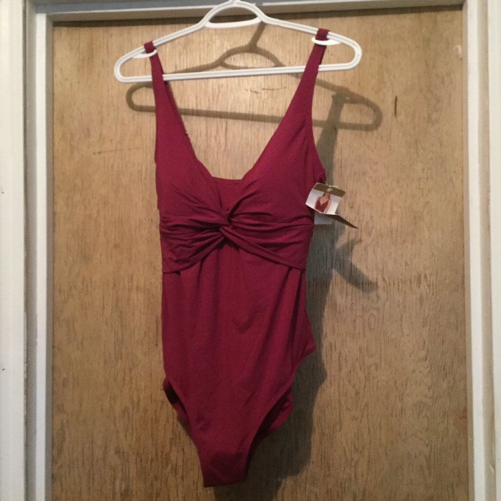 NWT one piece swimsuit wine burgundy color